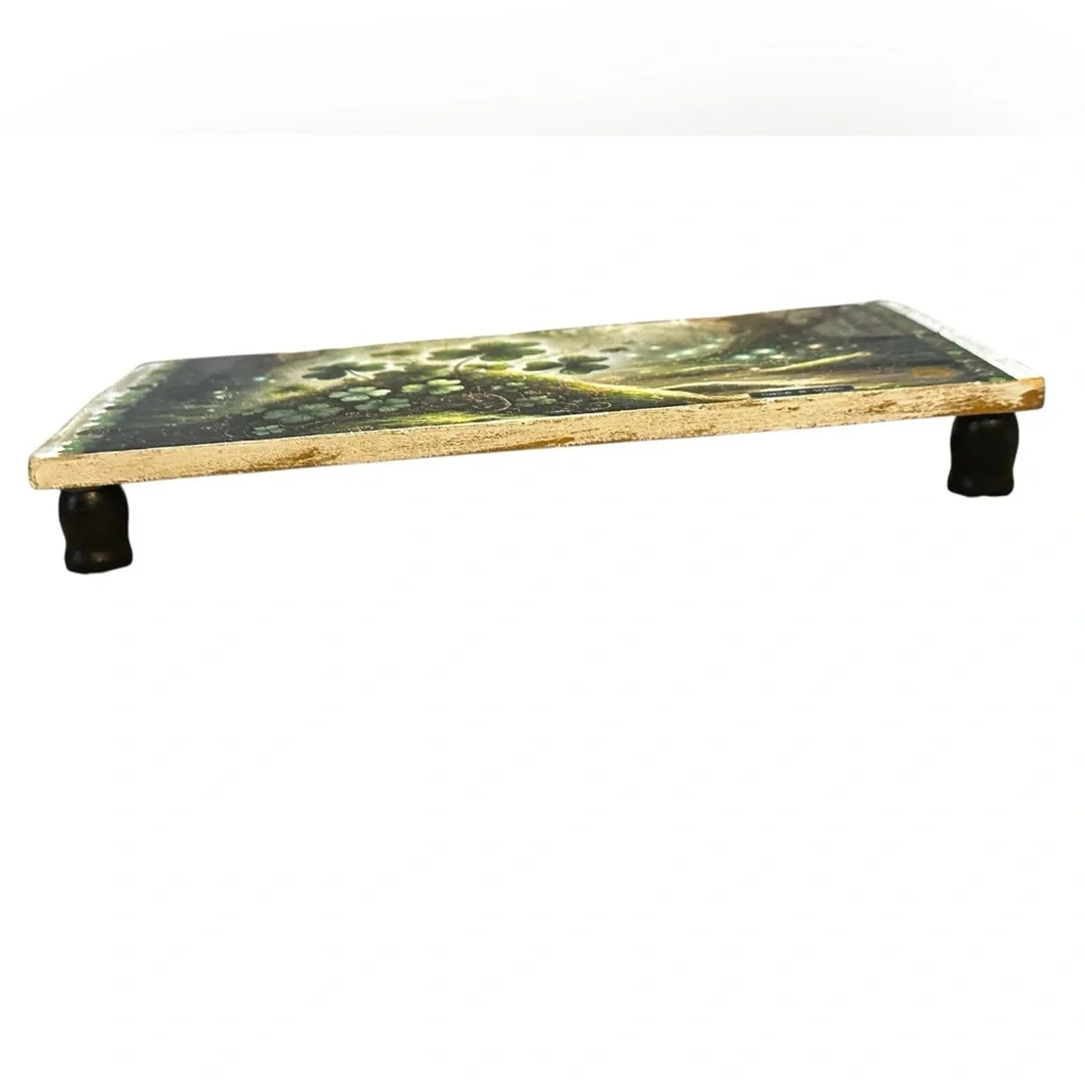 Enchanted Forest Clover Wooden Shelf Handcrafted
